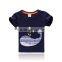 high quality summer baby boy Navy blue whale picture applique tshirt