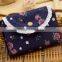 Fresh garden style flowers print canvas card holder with high quality