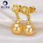 aaa quality 7--7.5mm golden japanese pearls akoya earrings for women