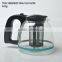 hot selling 1500ml clear borosilicate glass tea pot with glass lid pladtic handle and strainer