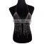 Multi Chain Necklace Long European And American Big Exaggerated Alloy Body Chain Tassel Silver Crystal Necklace