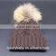 18 CM Big Raccoon Fur Pompom Woman Crochet Hats