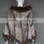 Women Winter Outwear Genuine Raccoon Fur Trim Cape with hood/tassels/poncho