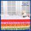 SK002M Wedding hot sale polyester ruffled colorful rainbow steps in table skirting