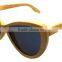 Best sale customizable cat eye round polarized lens vintage bamboo and wood sunglasses handmade wholesale in china