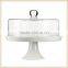 White Wedding Opal Glass Cake Stand With Cover