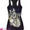 Wholesale Pinky Ladies With Corsets Printed Black stringer tank top for women