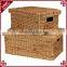 Double handles with lid desing water hyacinth manufactures of straw baskets