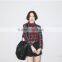 2016Special design plaid and floral flannel shirt women fashion shirt