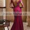 elegant high neck satin fabric flower full length evening gown