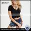 MGOO OEM Service Sexy Triangle Deep Neck Crop Top Women Classic Fit 95% Cotton 5% Spandex Tank Top