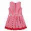 2015 Children Cotton Frock Designs Red Plaid Sleeveless Summer Dress For Kids Flower Girls Party Prom Dress