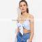 CUTE self bow blue top, ladies newest design tank top