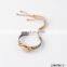 Suede Leather Open Cuff Stone Bracelet