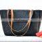 Grey Wool Felt Handbag with Leather Handles