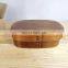 Eco Bamboo Bento Lunch Box, Wood Lunch Box 3-Compartment Japanese Bento Box Wooden-Sushi Tableware Bowl Food Container