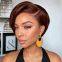 4# Brown Preplucked Brazilian Human Hair Short Bob Straight Pixie Cut Wig Transparent Lace Frontal Wigs For Women