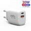 New Arrival 20w QC3.0 fully compatible with Double Port Usb C Type C Us Eu Uk Plug Super Fast Charging Wall Charger Adapter