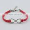 hot selling leather knitting infinity bangle bracelet for women girl with 8 style charm