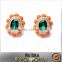 Orange Acrylic Beads Big Emerald Earrings