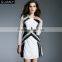 Cotton Europe Fashion White And Black Women's Long Guidle Party Dress