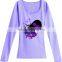 new custom fashion design ladies long sleeve heart print design custom sublimation wholesale custom t-shirt rhinestone