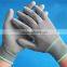Grey PU coated white nylon gloves for electronic works