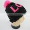 Promotional Cheap Cute Knit Hats Lovely Beanie Hat With Pink Top Ball