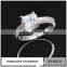 Tanishq ladies 18k white gold plated silver engagement big single cubic zircon stone finger ring jewellery designs