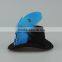 Black small hat with blue feather party hat performance cap for girls