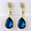 Europe styles blue glass stone earring for party