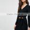 Lace Back patchwork Designer Plain Black long Sleeve wrap crop tops for women 2016