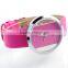 Transparent Pink Leather Band Quartz Lady Women's Bracelet Wrist Watch For Girls