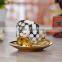 250ml Golden printing ceramic coffee mug with saucer