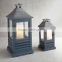 Decorative Indian Lantern | Blue Finish Wooden Lantern With Metal Top