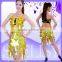 2015 fashion sexy yellow sequins women latin ballroom dress for competition