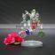 High Quality Faceted crystal apple tree with metal leaf Crafts