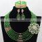 Emerald Green African Wedding Crystal Beads Necklace Nigerian Earrings Jewelry Sets