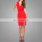 Elegant dress women summer red knee length bandage dress sexy pencil wiggle dress