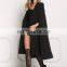 2017 New Design Hot Sale Woman's Black Longlined Slit Cape Blazer