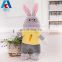 plush material t shirt dressed grey rabbit stuffed toy with embroidery carrot