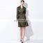 wholesale women clothing spring wear fashion lapel waist tie long sleeves jacquard cloth overknee trench coat