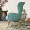 Modern wood leg fabric cushion armchair fiberglass inner shell chair