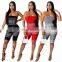 Women One Piece Bodycon Hot Fitness Print Strapless Sleeveless Sexy Tight Jumpsuit