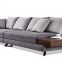 Contemporary sofa 3seater LS-1602-38 fabric upholstered sofa with walnut side box and metal leg