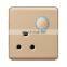 South Africa 3 pin Wall Socket With  Circular Switch Flame retardant PC Panel Socketed and Switches Electrical Metal Frame 15A