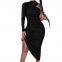 Newest Women Sexy Fashion Leopard Print Long Sleeve Skinny Maxi Dress Ladies Skinny Dresses