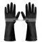 Sunnyhope industrial Chemical resistant black long latex rubber PPE work gloves