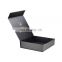 Custom square collapsible rigid black flap cardboard paper folding magnetic closure gift box