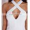 halter neck cross over detail fashion dress sexy bodycon dress lady party dress